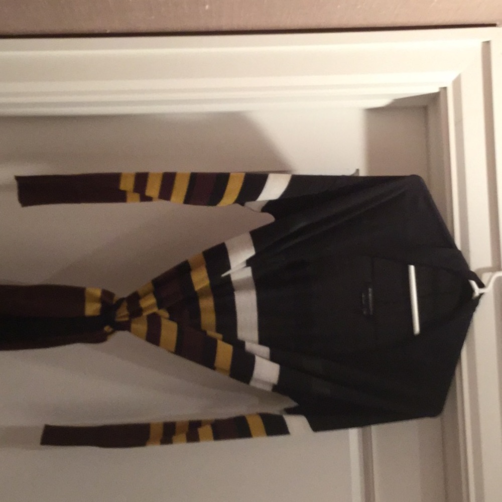 Long BCBG Sweater in multi-color stripes